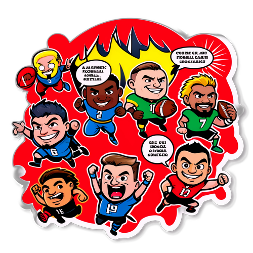 Adesivo divertente di football fantasy in stile cartoon