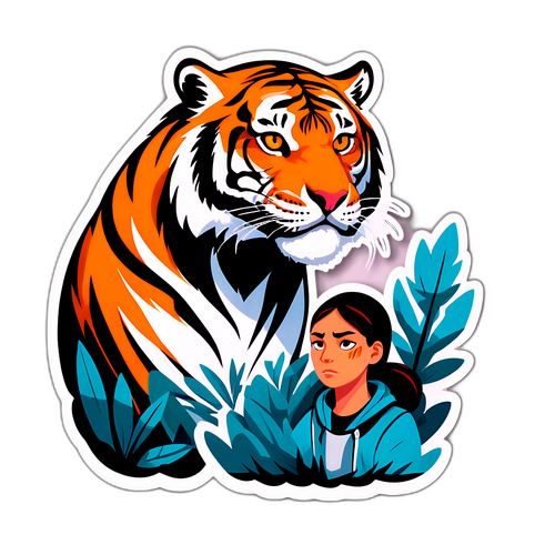 老虎与人对峙场景