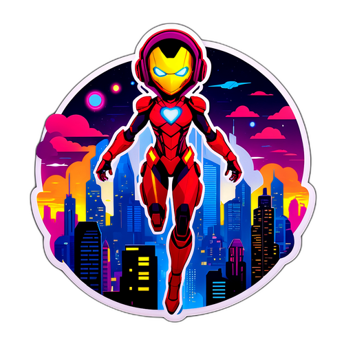 Ironheart over byens silhuett