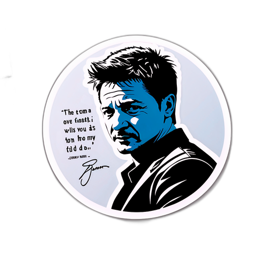 Minimalist Silweta ni Jeremy Renner na may Pirma ng Quote