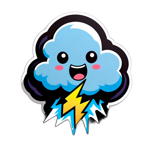 Awan Ribut dengan Kilat dan Ekspresi Terkejut