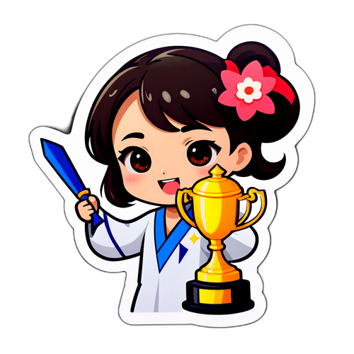 승리를 축하하는 캐릭터 스티커
