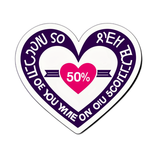 สติ๊กเกอร์เพียงร้อยละรัก: ข้อความ "50% คุณ 50% เรา" ในรูปหัวใจ