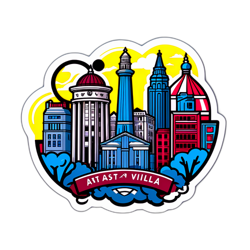 Kibandiko cha Sanaa Kinachojumuisha Vipengele vya Kitamaduni vya Miji ya Aston Villa na Brentford