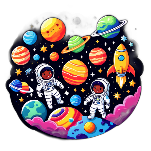 Scene Spaziale con Astronauti e Pianeti