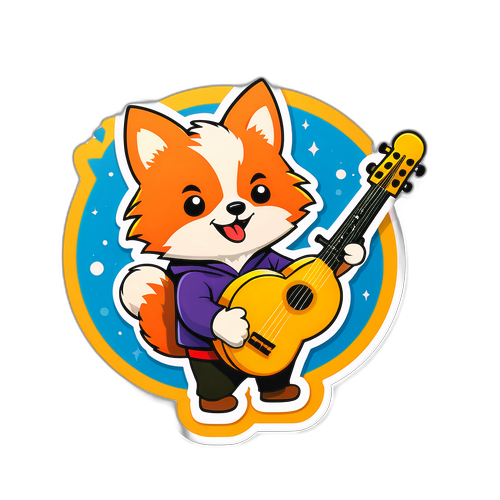 楽器を持ったキャラクターのステッカー