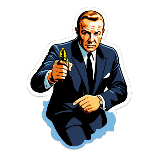 Retro-stil sticker inspireret af Goldfinger