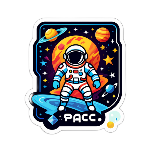 Štítek inspirovaný vesmírem se sportovními prvky