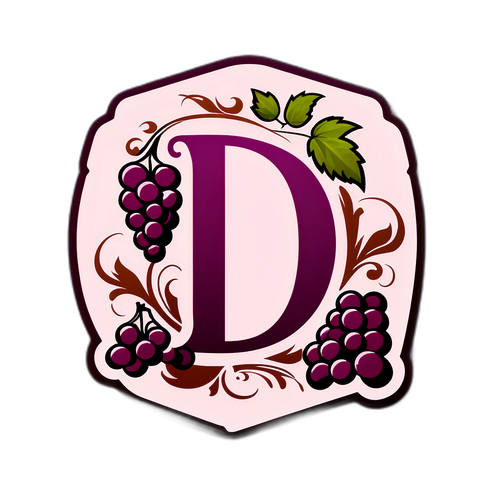 Adesivo Letra "D" com Tema de Vinhos e Uvas