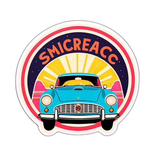 Autocollant vintage d'une voiture emblématique