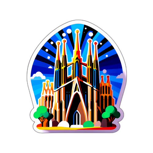 Farverig Sagrada Familia Klistermærke
