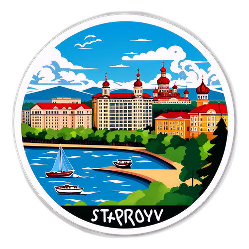 Стикер с красивым пейзажем Саратова