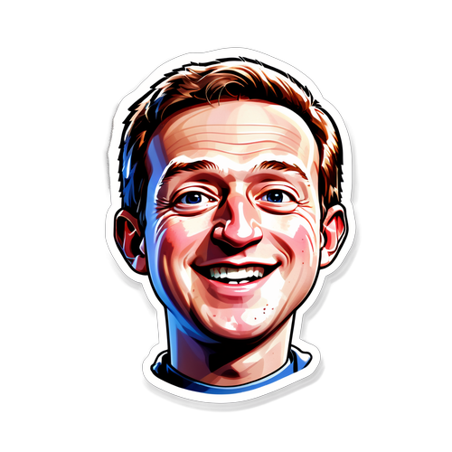 Sticker cu o caricatură a lui Mark Zuckerberg