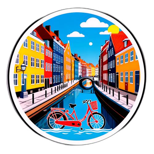 Красива наклейка, що зображає знамениті канали Копенгагена