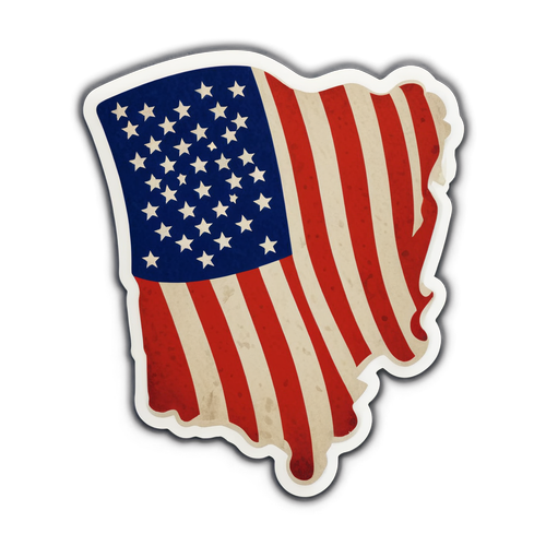 Unveiling the Hidden Strength: The Distressed American Flag Sticker that Represents History and Resilience!