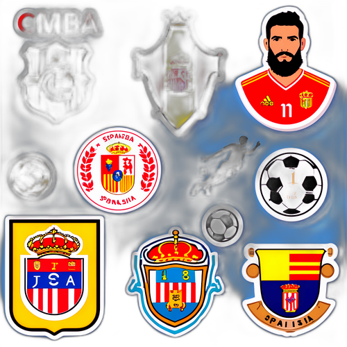 Naklejka z ikoną La Liga z symbolami popularnych drużyn i zawodników