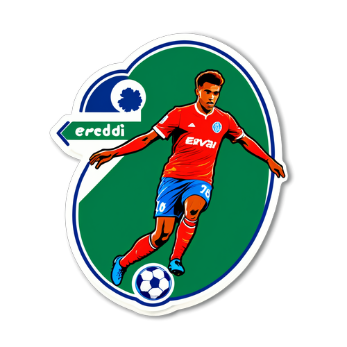 Sticker met het Eredivisie-logo en spelers in actie