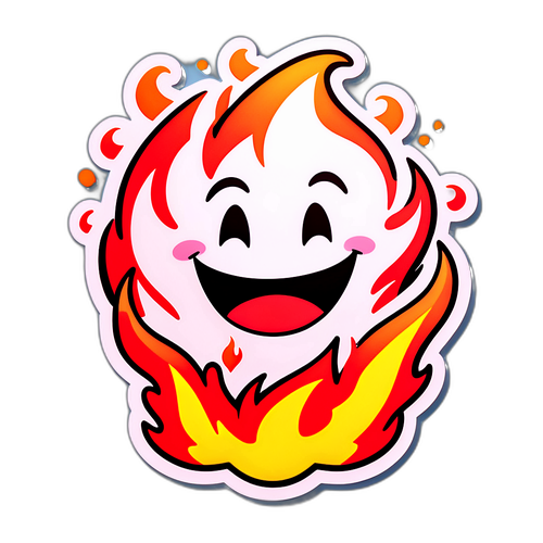 Masiglang Sticker ng Cartoon na Apoy na may Nakatutuwang Mukha