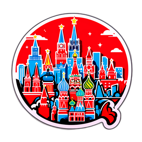 Граффити-стикер с символами Москвы