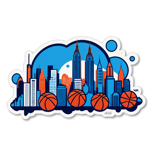 Huwag Palampasin! Makulay na New York City Skyline na May mga Basketbol sa 'Knicks vs Wizards' na Laban!