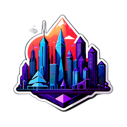 미래 도시 풍경 스티커