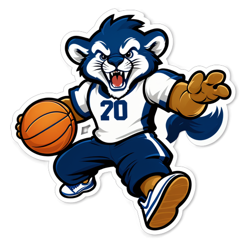 BYU Basketball Sticker: Roaring Mascot in Action