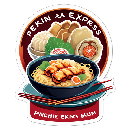 Autocollant Pekin Express avec des clichés de la cuisine chinoise