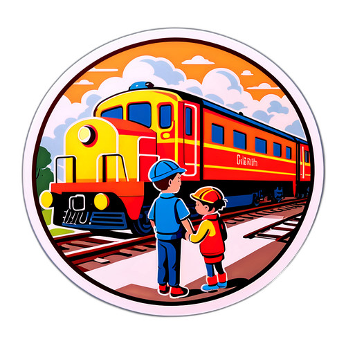 鉄道博物館の内部を描いたステッカー