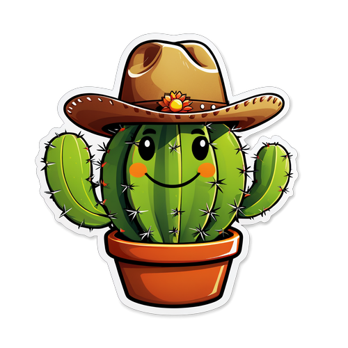 Le Cactus Rigolo en Chapeau de Cow-boy: Découvrez le Symbole de la Joie et de l'Amusement!