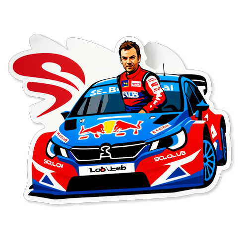 Autocollant de Sébastien Loeb en pleine course