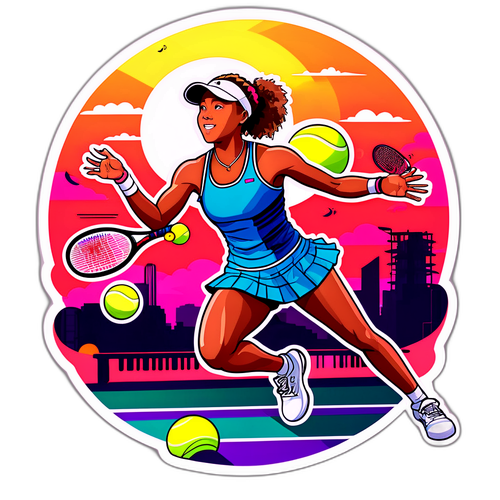 Dynamic Tennis Pose of Naomi Osaka