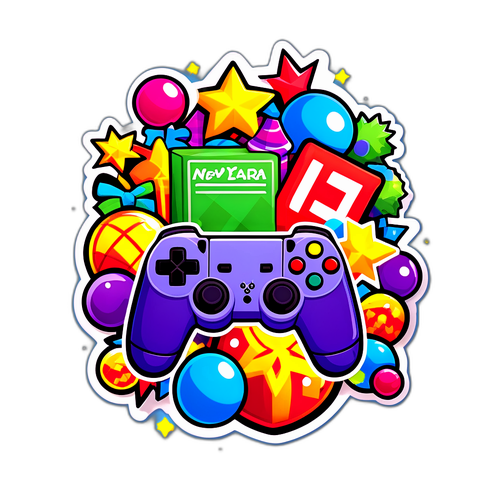 Наклейка на тему новогодних распродаж с играми