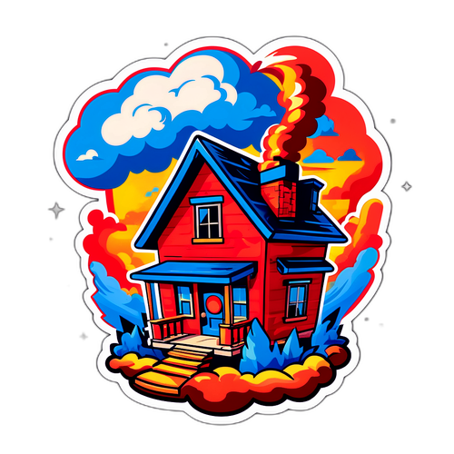 O poveste ilustrație a unei case făcute din dinamită