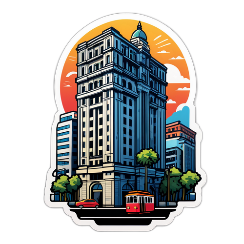 Modern művészi sticker az Elevador da Glória-ról