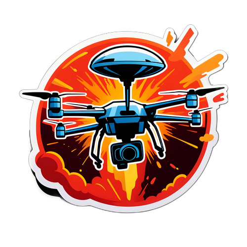 Design d'un autocollant dramatique d'une explosion de drone
