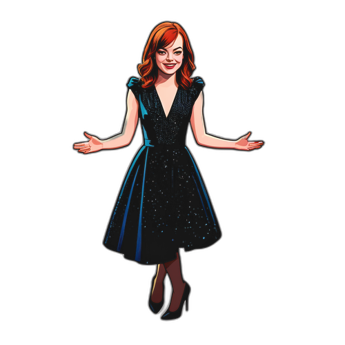 En kunstnerisk fremstilling af Emma Stone på scenen