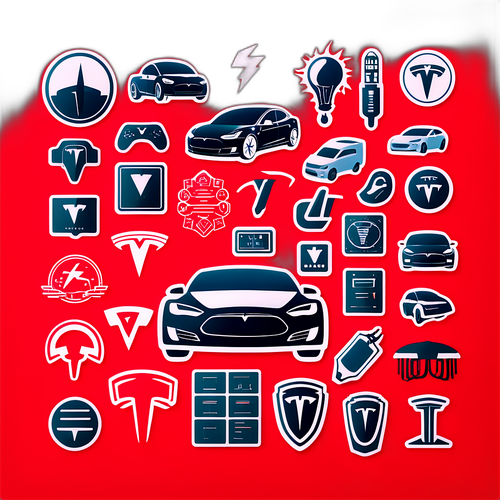 테슬라 관련 기술 아이콘이 담긴 창의적인 스티커