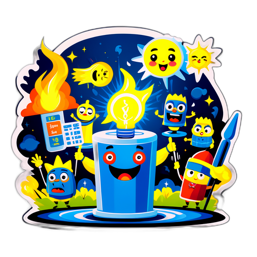 Ілюстрація графіку відключення електроенергії в Миколаєві з веселими персонажами, які чекають на світло