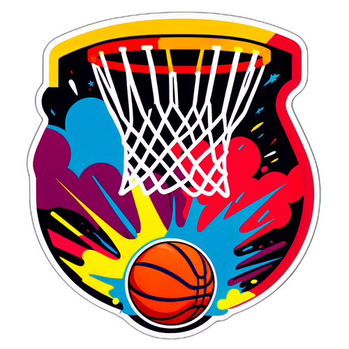 Ilustración de un balón de baloncesto pasando por el aro