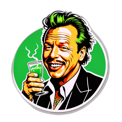 Nálepka s ikonickou tváří Mickeyho Rourke ve stylu absinthu