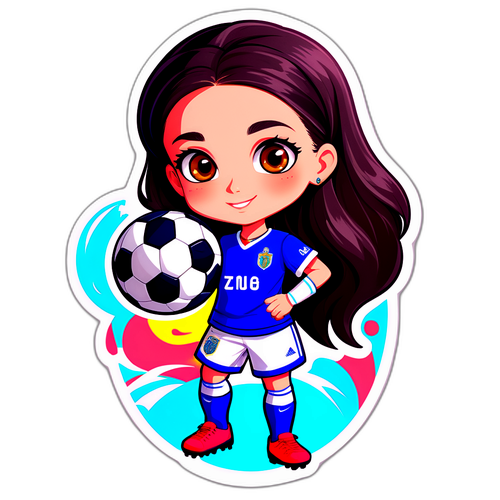 Sticker de Zaira Nara con balón de fútbol