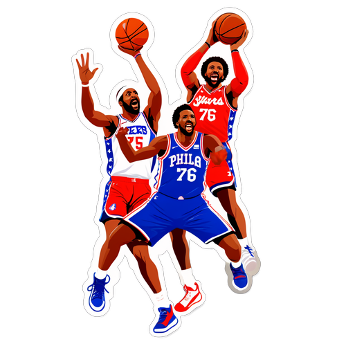 Makulay na Sticker ng Labanan ng '76ers at Wizards