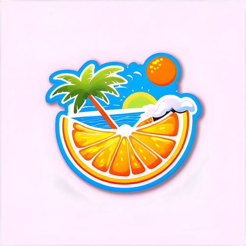 充满活力的橙色夏日海滩派对