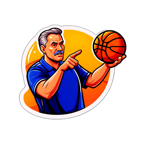 Σχεδίαση ενός αυτοκόλλητου που απεικονίζει προπονητή μπάσκετ που δίνει οδηγίες