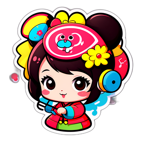 可愛音樂主題卡通角色