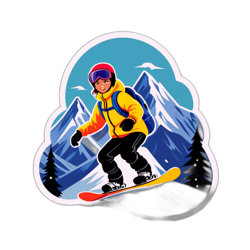 Cool snowboardåkare med fjäll