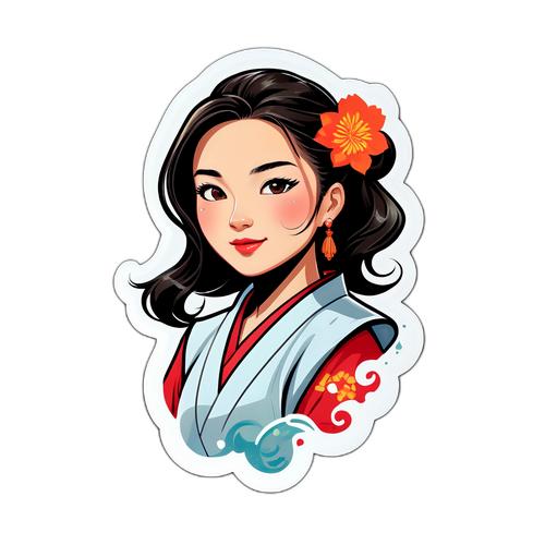 展现女性自信与多才多艺的贴纸