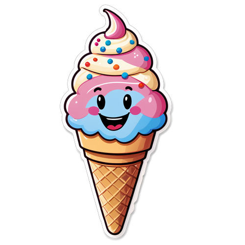 Meet the Sweetest Confection: The Joyful Ice Cream Cone That Smiles! 🍦✨