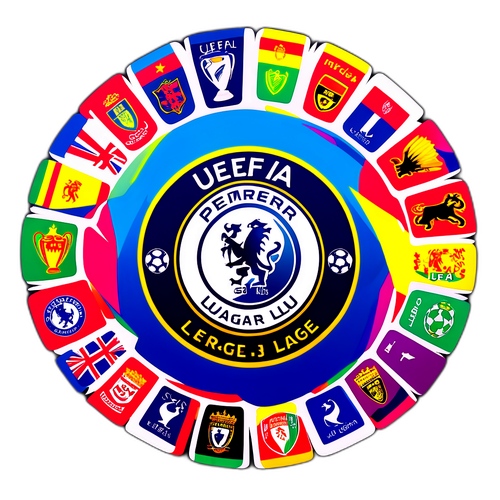 Яскравий рекламний наклейка Ліги Прем'єр УЄФА