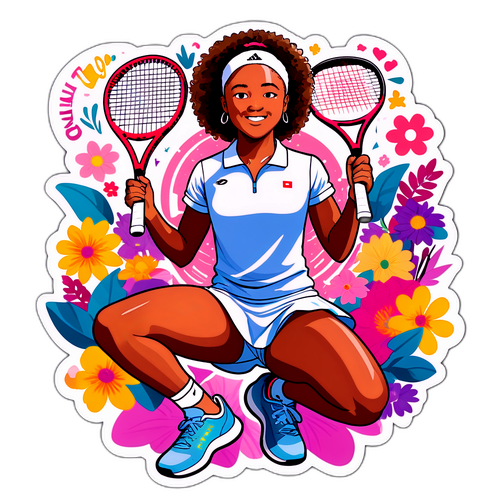 Sticker de Naomi Osaka con su famosa raqueta de tenis